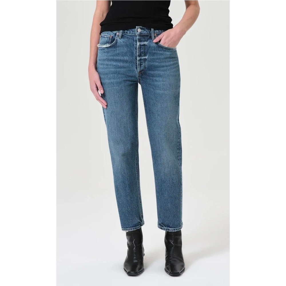 AGOLDE Riley Crop High Rise Straight Leg Jeans Blue 27